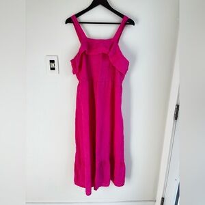 VALENTINA NALDI Tiered Vibrant Pink Linen Dress Size L